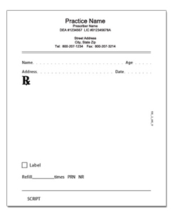 Non-Secure Printed Prescription Pads